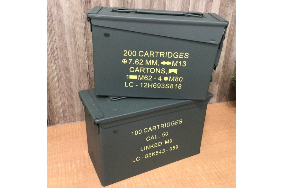 鉄製弾薬箱ケース 100CARTRIDGES ミリタリー 工具箱 実物 